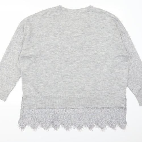 George Womens Grey  Lace Pullover Jumper Size 22