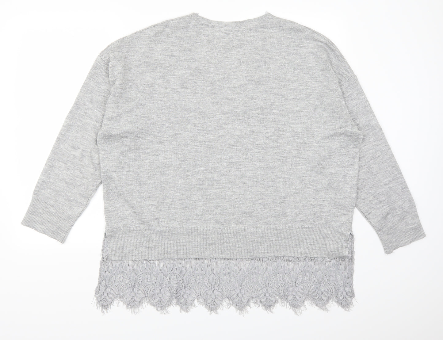 George Womens Grey  Lace Pullover Jumper Size 22