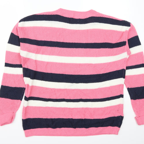 Studio Womens Pink Striped  Pullover Jumper Size 16