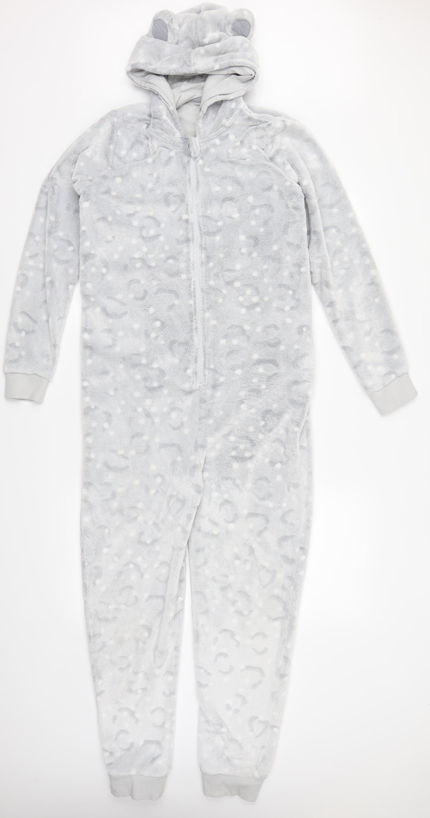 Marks and Spencer Girls Grey Animal Print  Top One Piece Size 13-14 Years  - Ears on Hood