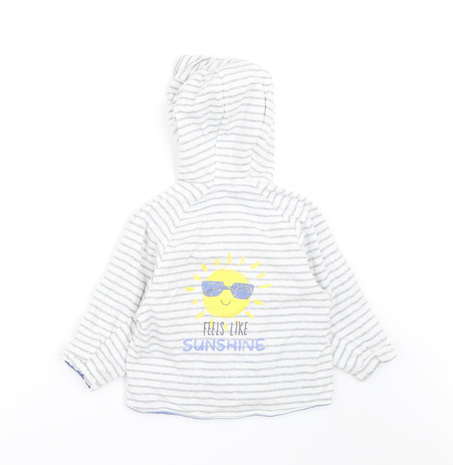 Zara Boys Blue Striped  Basic Coat Coat Size 18-24 Months  - Reversible
