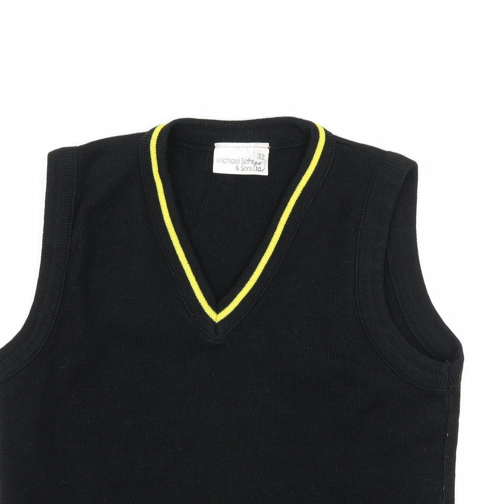 Michael Sehgal Mens Black Striped Knit Pullover Jumper Size S