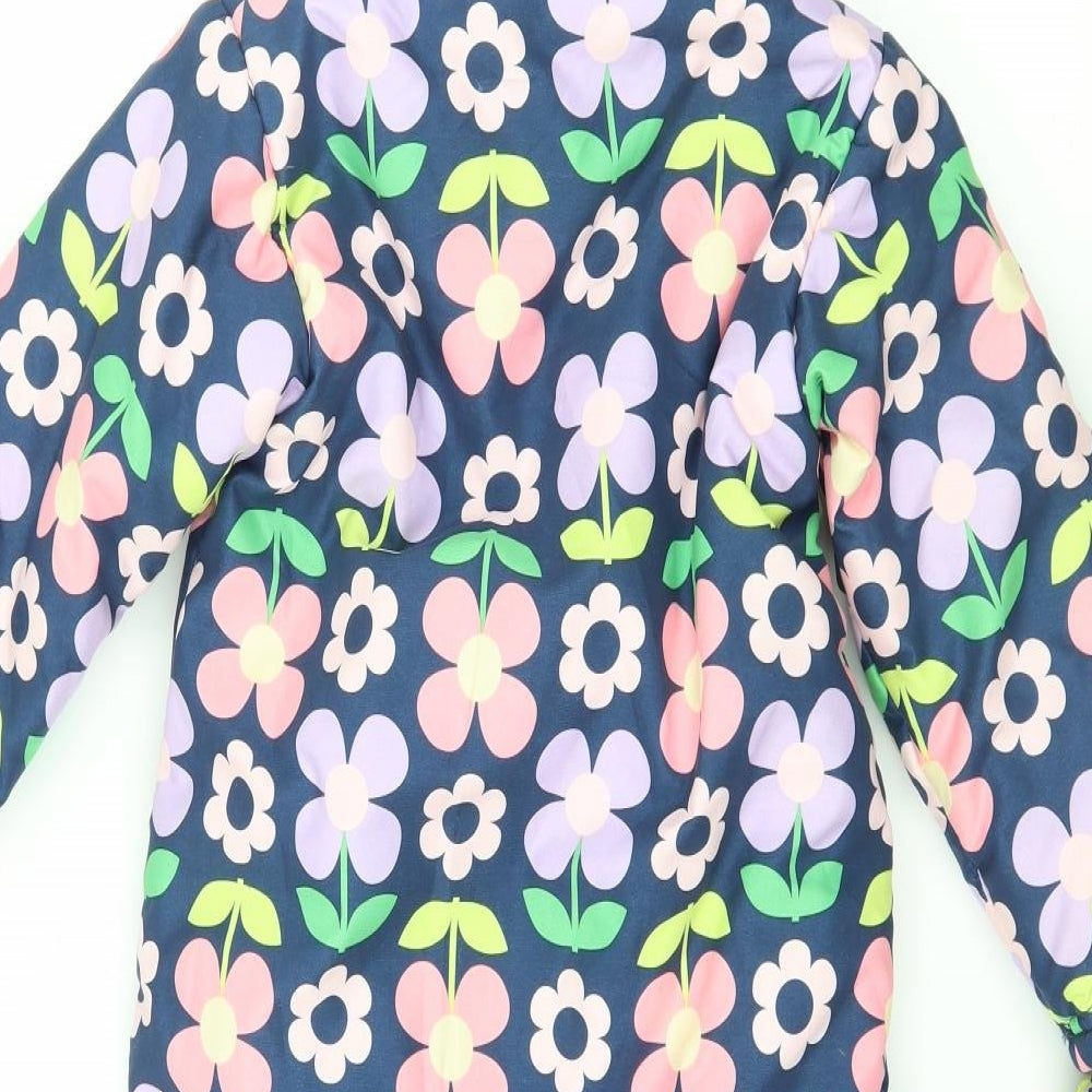 Marks and Spencer Girls Blue Floral  Basic Coat Snowsuit Size 18-24 Months