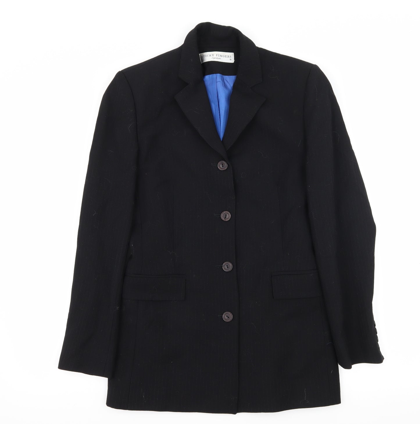 Sticky Fingers Womens Black Striped  Jacket Blazer Size 8