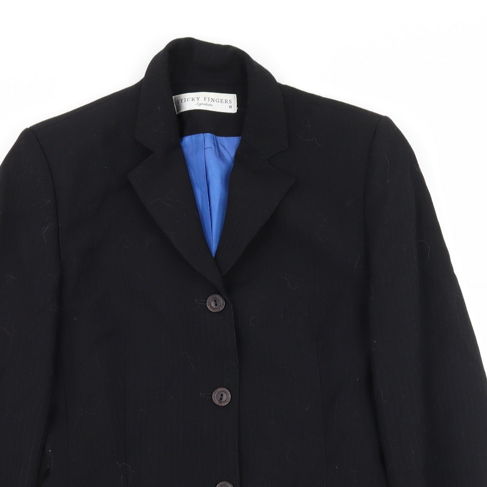 Sticky Fingers Womens Black Striped  Jacket Blazer Size 8