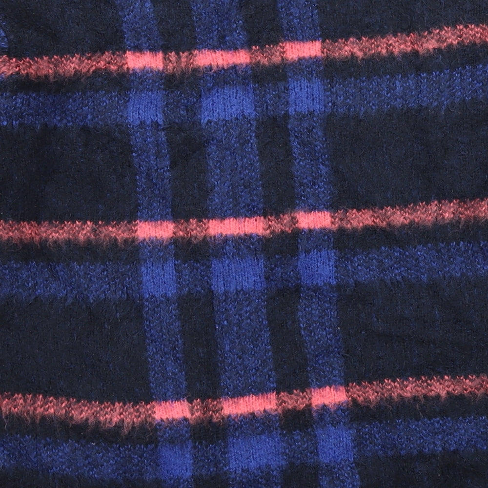F&F Womens Blue Plaid Knit Pullover Jumper Size 14