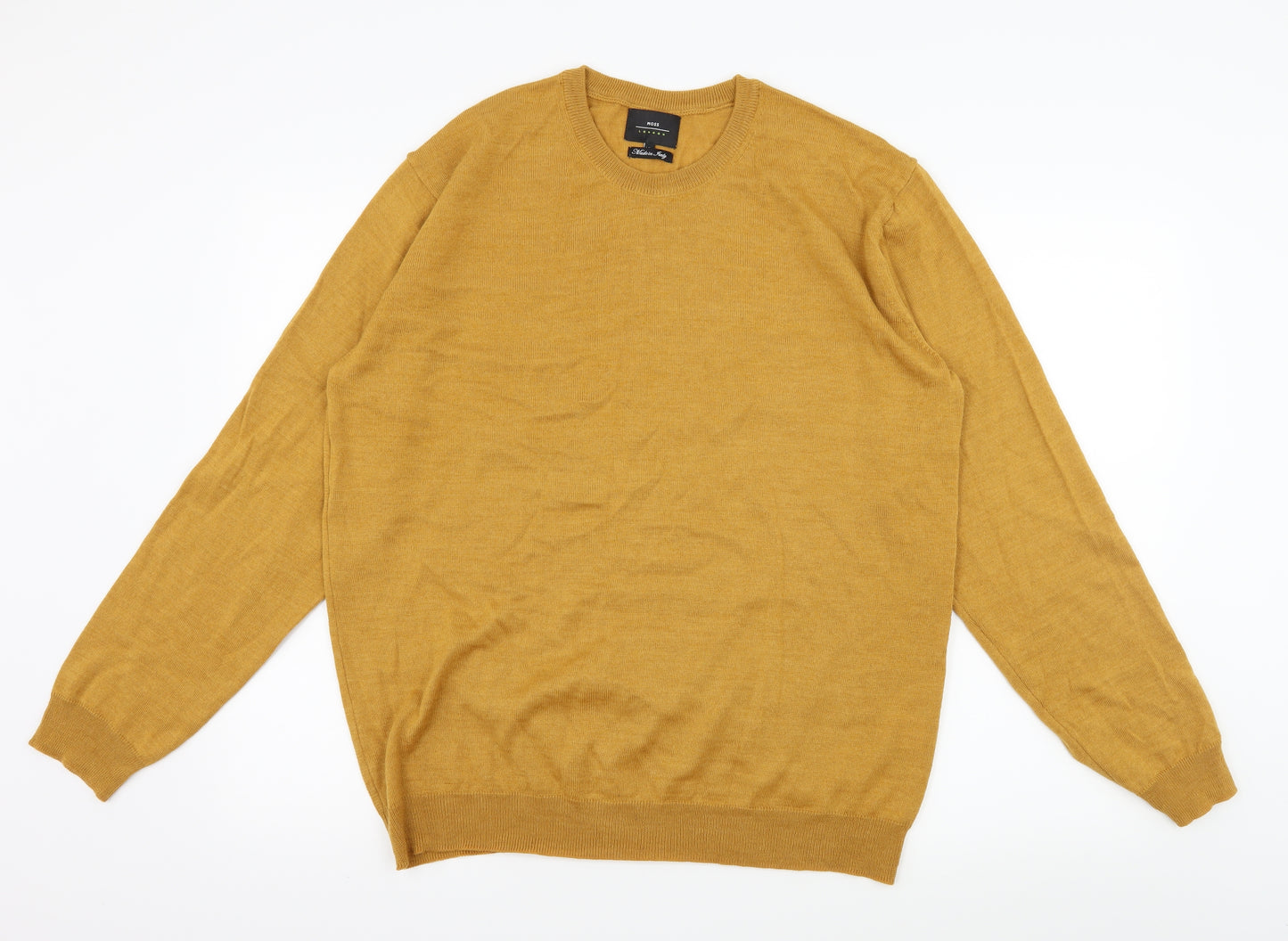 Moss London Mens Yellow  Knit Pullover Jumper Size XL