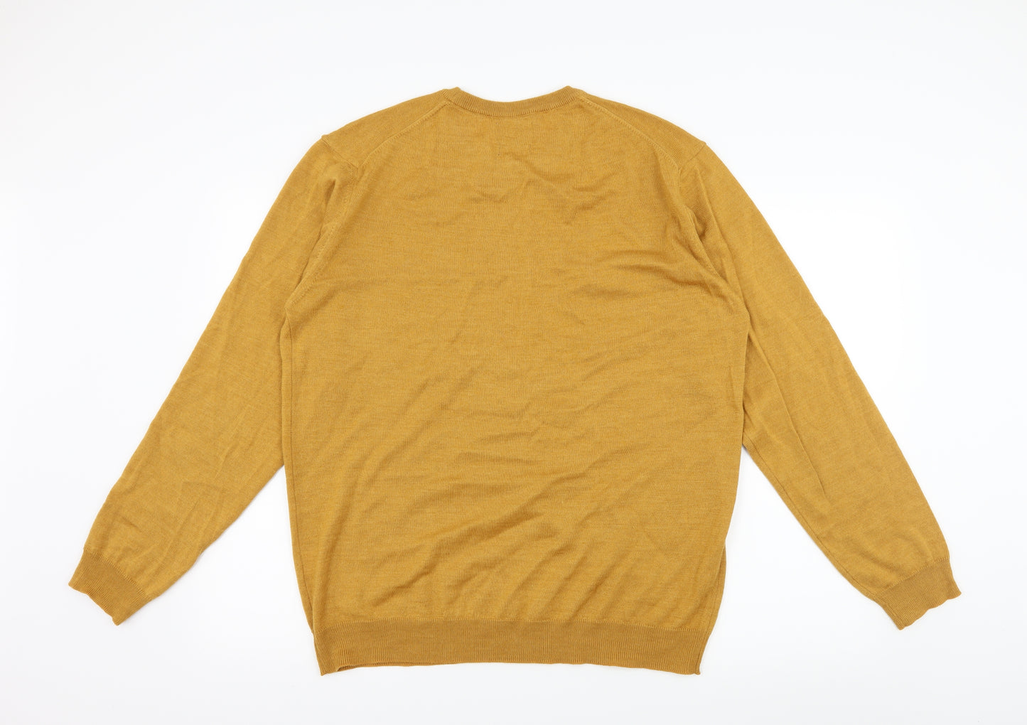 Moss London Mens Yellow  Knit Pullover Jumper Size XL