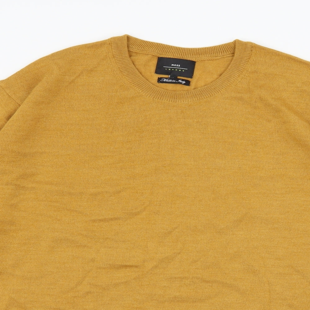 Moss London Mens Yellow  Knit Pullover Jumper Size XL