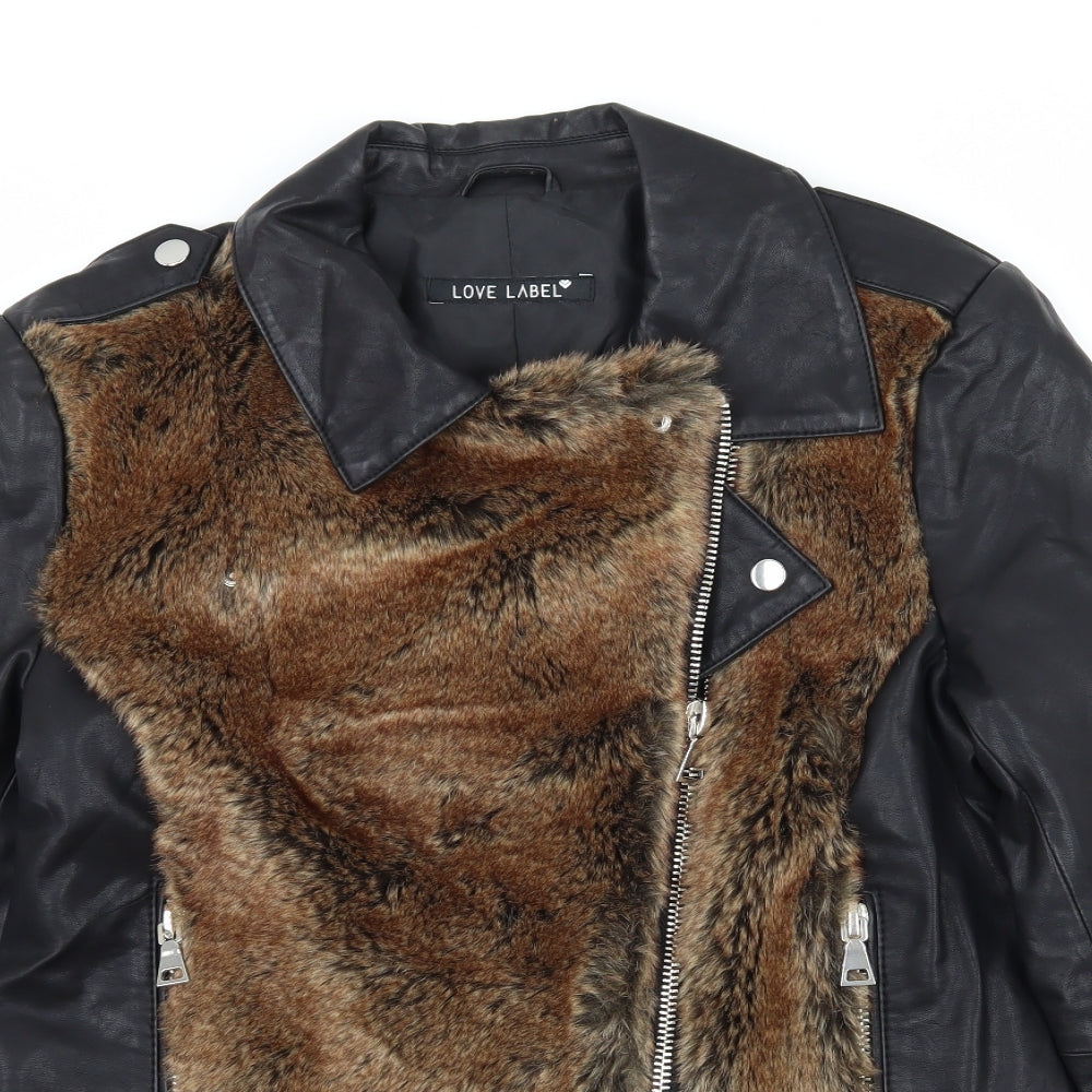 Love Label Womens Black   Biker Jacket Size 12