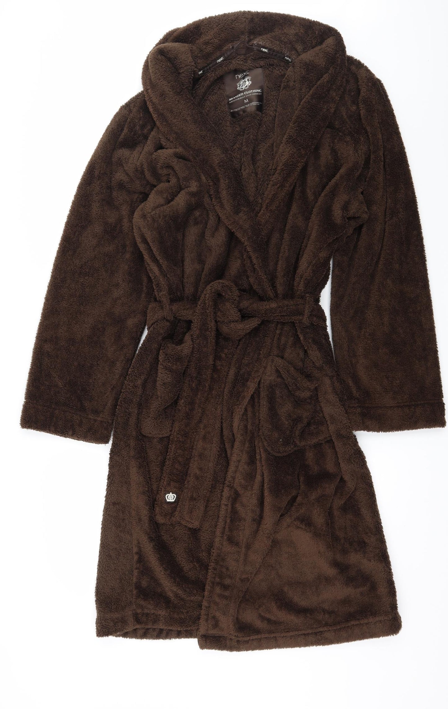 NEXT Mens Brown Solid Microfibre  Robe Size M