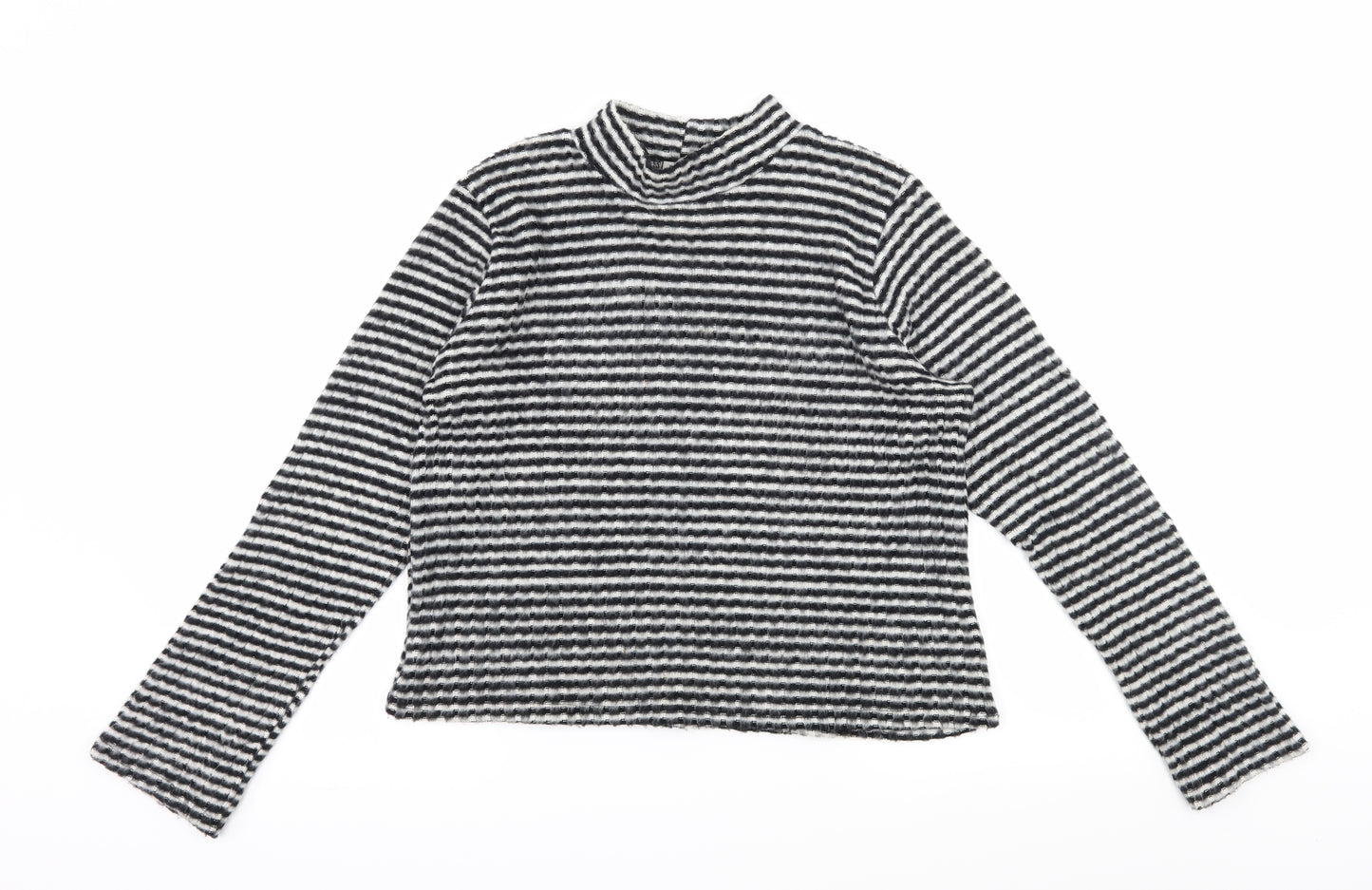 Cooperative Womens Black Striped Knit Pullover Jumper Size M