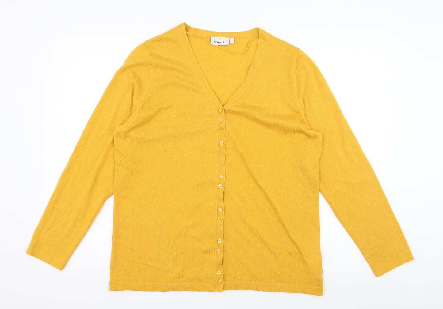 C&A Womens Yellow  Knit Cardigan Jumper Size L