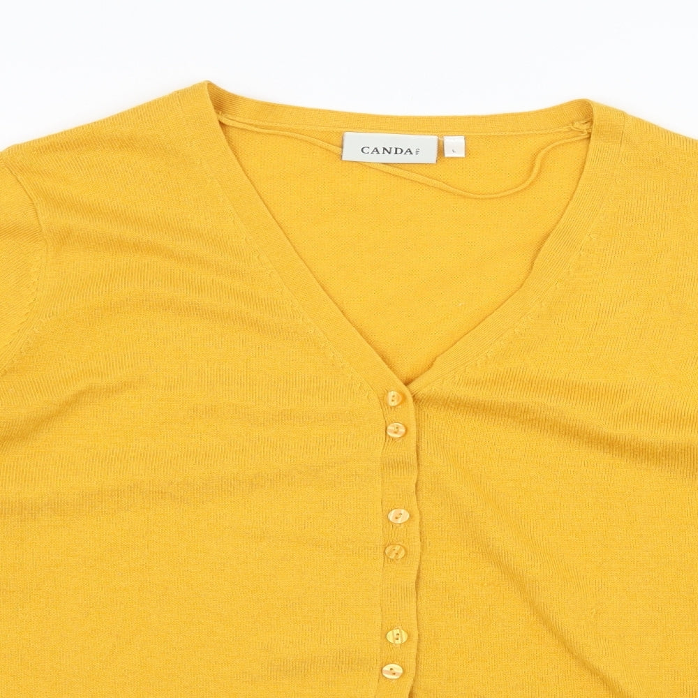 C&A Womens Yellow  Knit Cardigan Jumper Size L