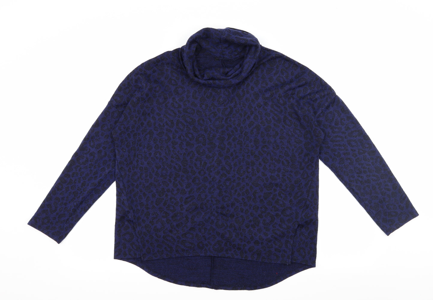 PEP & CO Womens Blue Animal Print Knit Pullover Jumper Size 16