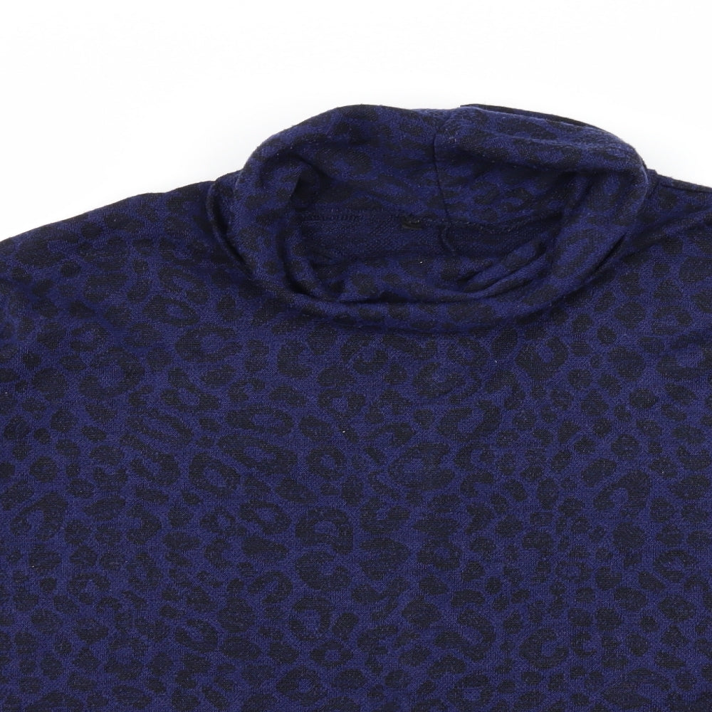 PEP & CO Womens Blue Animal Print Knit Pullover Jumper Size 16