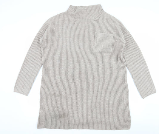 Front view of ASOS women’s grey knit jumper dress, size UK 8
