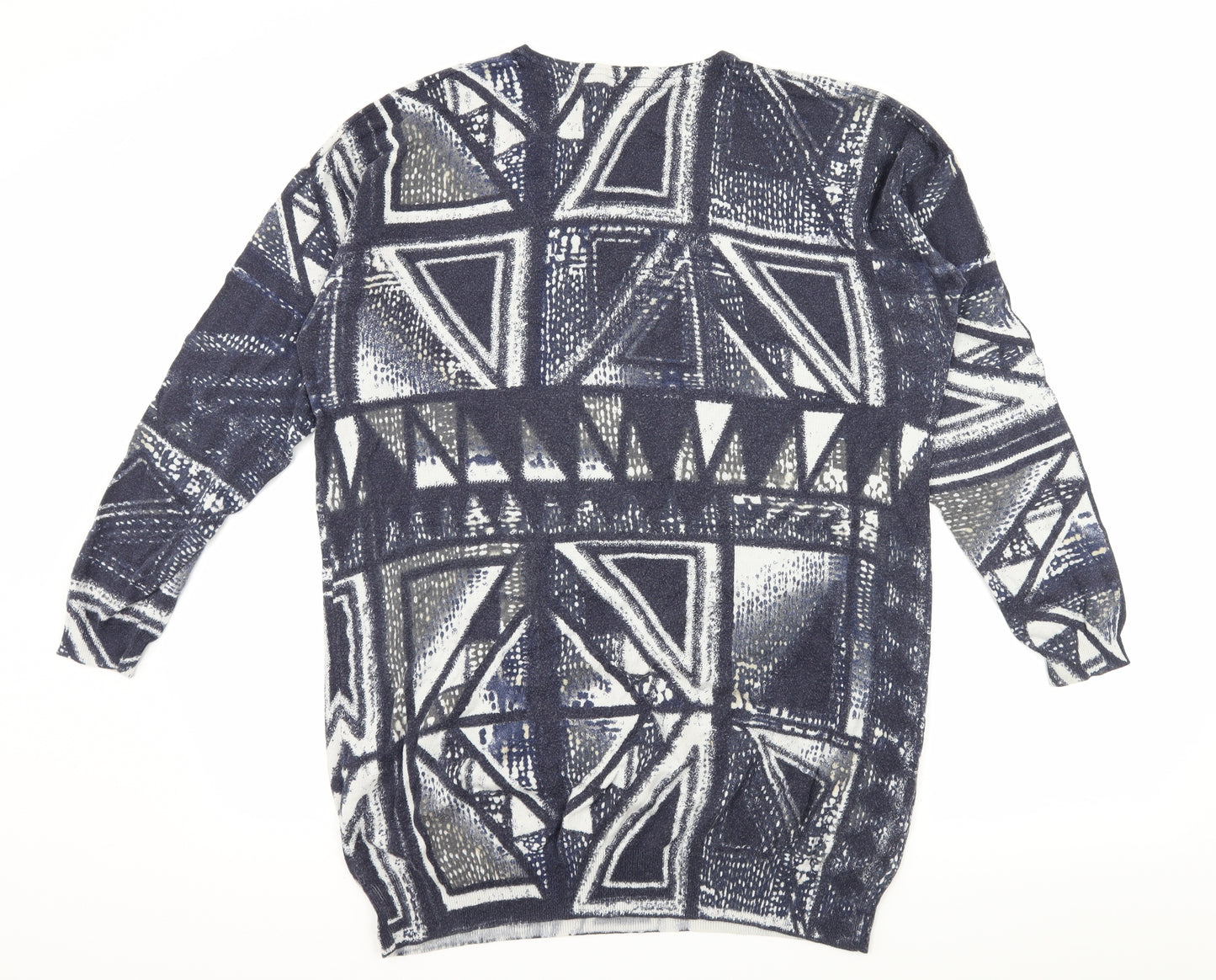 NEXT Womens Blue Geometric Knit Pullover Jumper Size 14