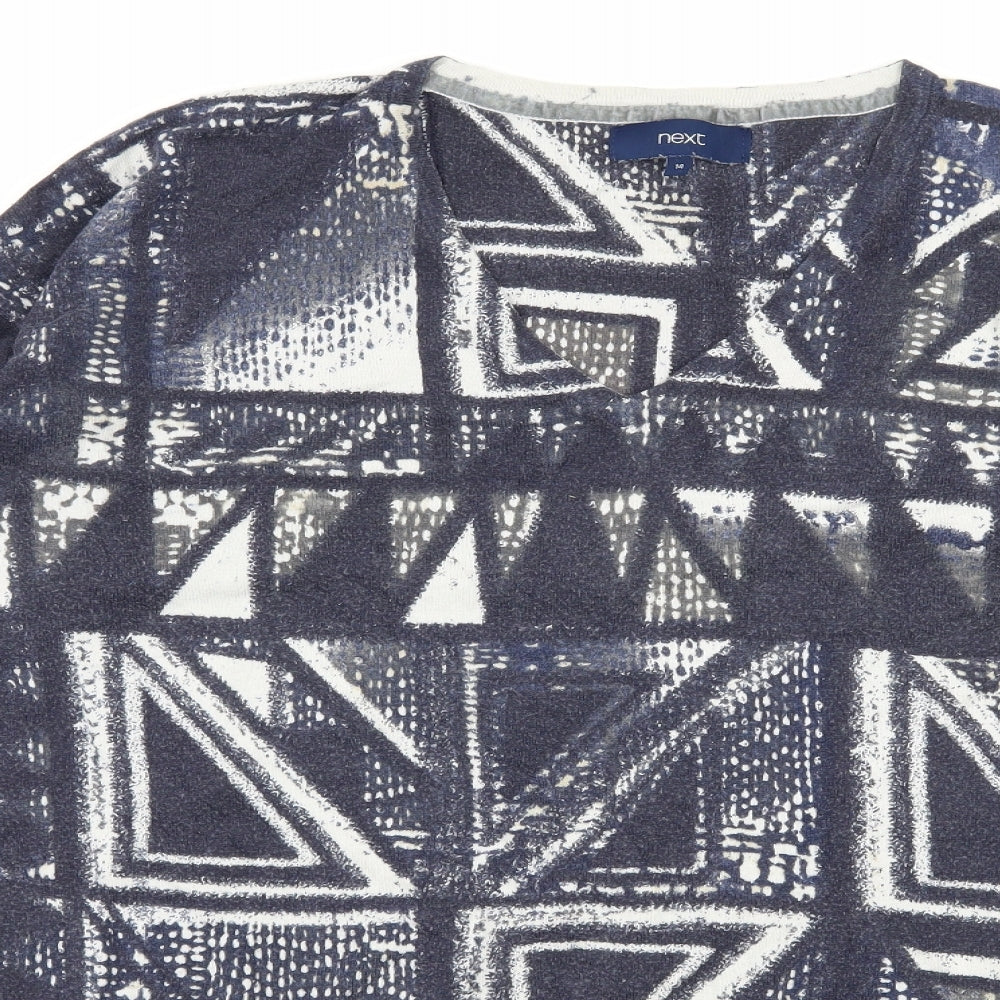 NEXT Womens Blue Geometric Knit Pullover Jumper Size 14