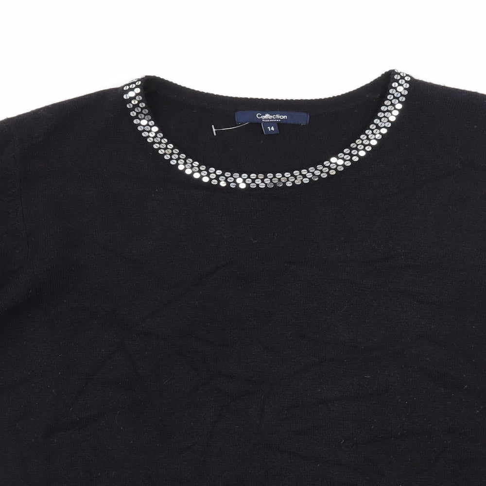 Debenhams Womens Black  Knit Basic T-Shirt Size 14