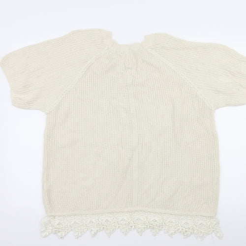 F&F Womens Ivory  Knit Pullover Jumper Size 16  - Crochet detail