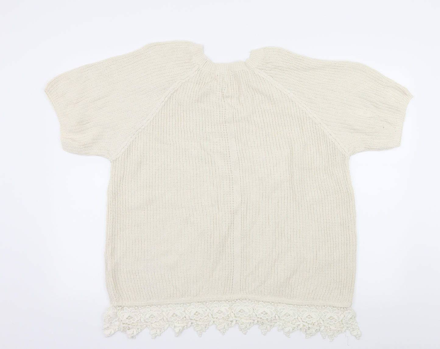 F&F Womens Ivory  Knit Pullover Jumper Size 16  - Crochet detail