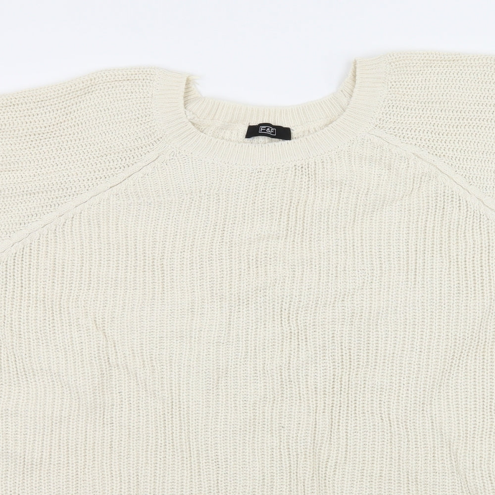 F&F Womens Ivory  Knit Pullover Jumper Size 16  - Crochet detail
