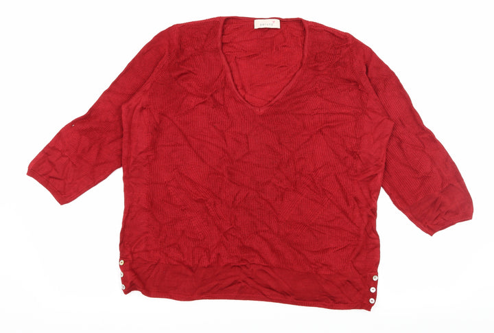 Per Una Womens Red Knit Pullover Jumper Size 14