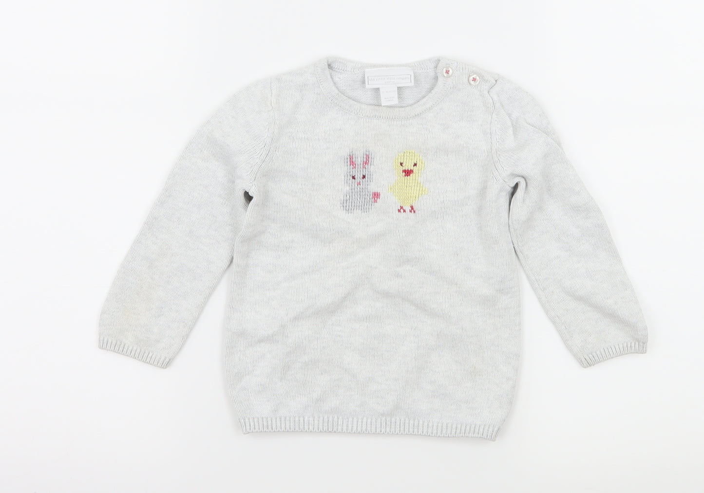 The White Company Girls Grey  Knit Pullover Jumper Size 12-18 Months  - Rabbit Duck