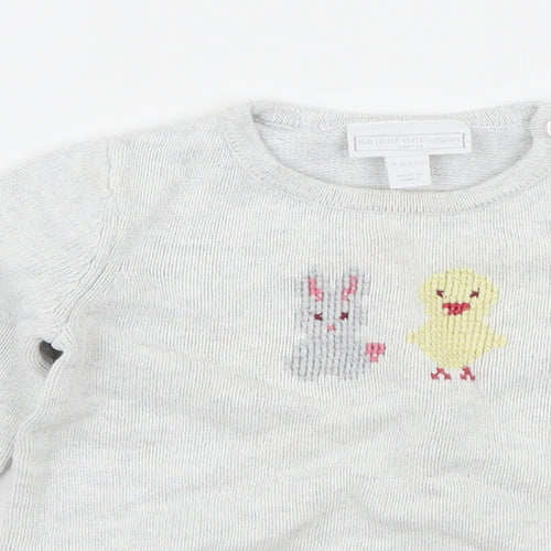 The White Company Girls Grey  Knit Pullover Jumper Size 12-18 Months  - Rabbit Duck
