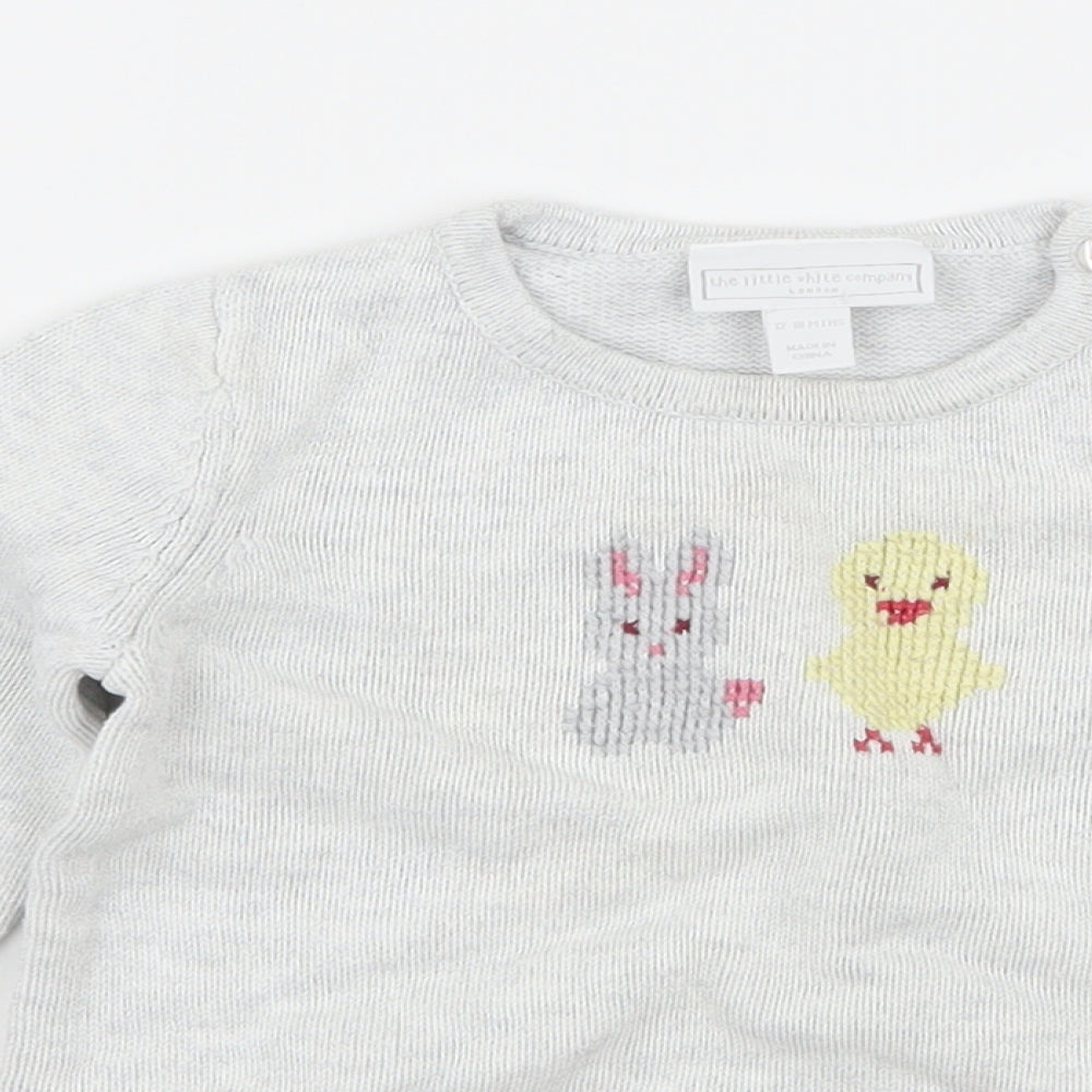The White Company Girls Grey  Knit Pullover Jumper Size 12-18 Months  - Rabbit Duck