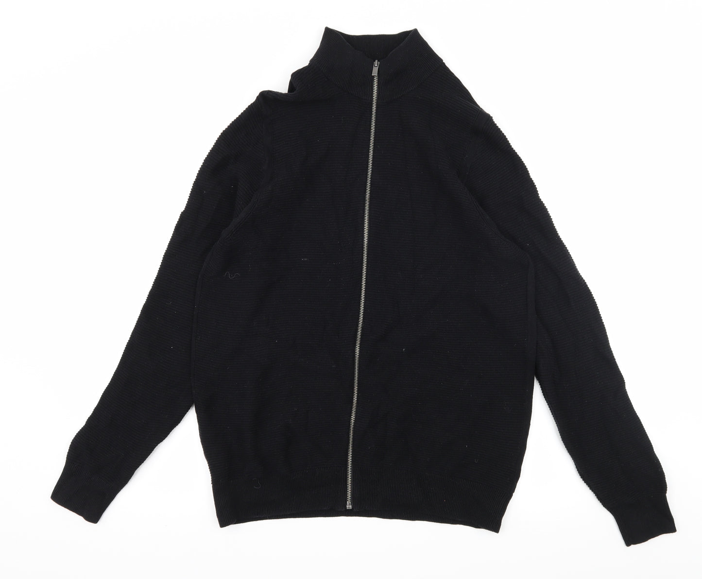 TU Mens Black  Knit Cardigan Jumper Size M  - Ribbed