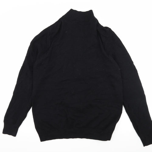 TU Mens Black  Knit Cardigan Jumper Size M  - Ribbed