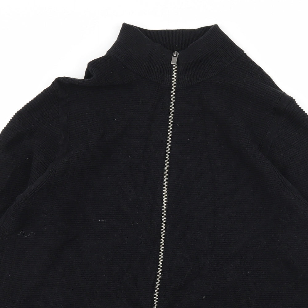 TU Mens Black  Knit Cardigan Jumper Size M  - Ribbed
