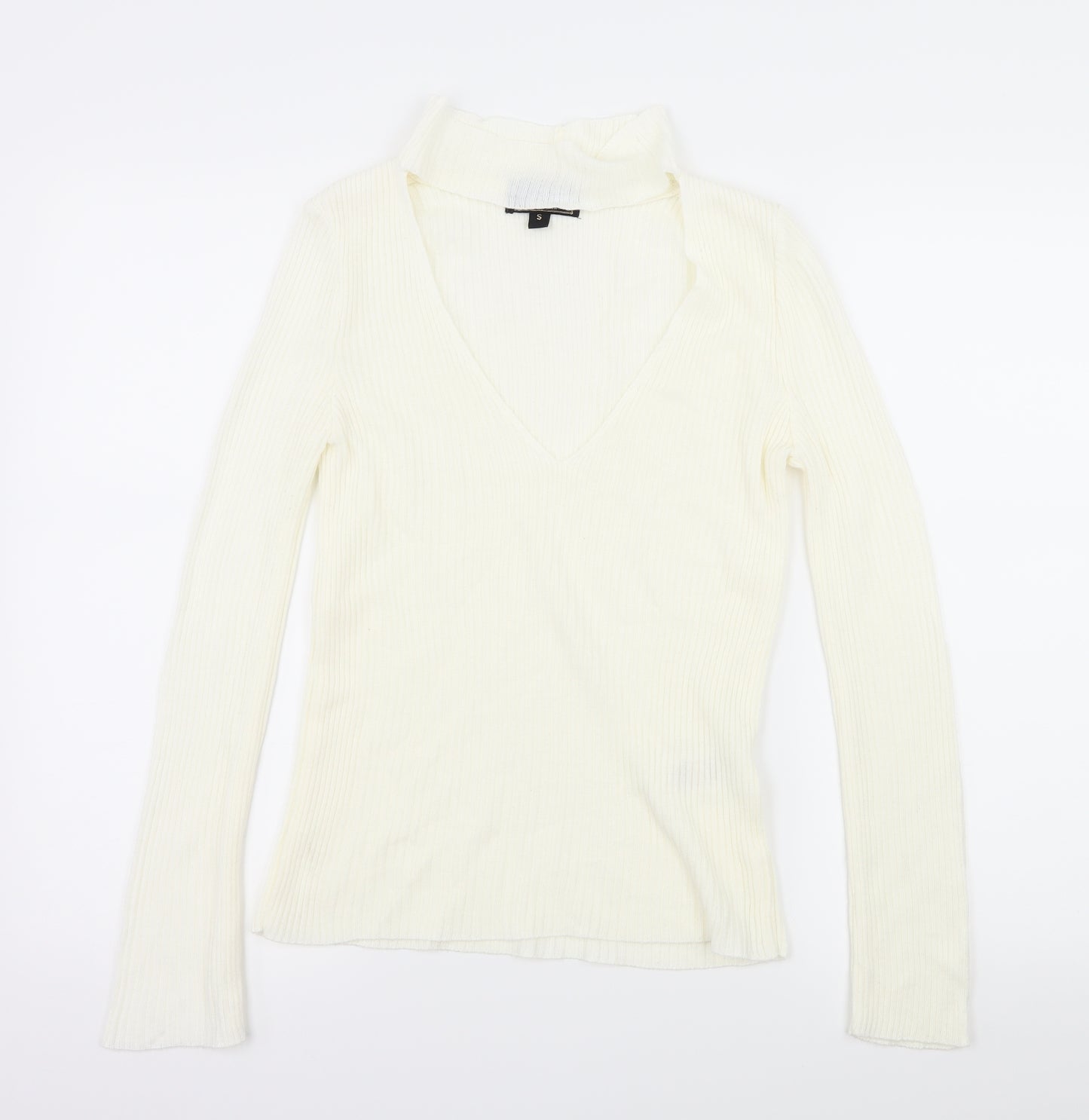 Lipsy Womens Ivory  Knit Pullover Jumper Size S  - Cut Out Neckline
