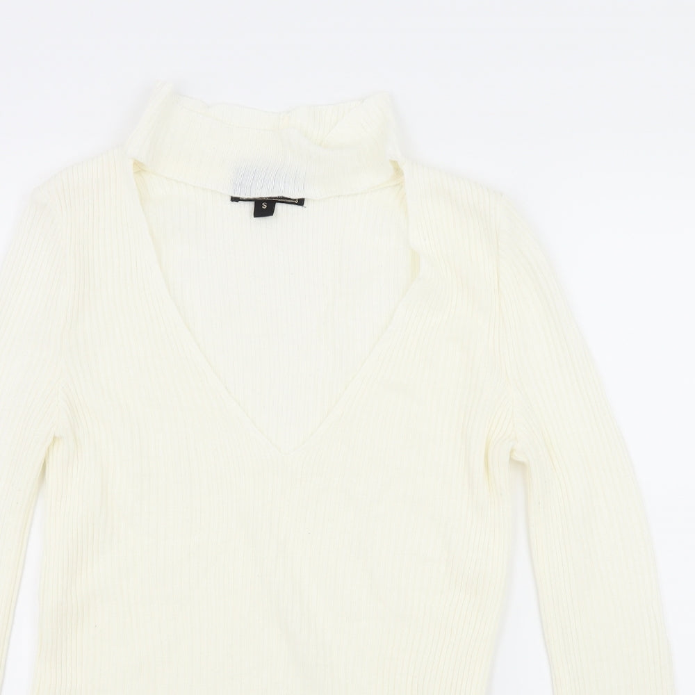 Lipsy Womens Ivory  Knit Pullover Jumper Size S  - Cut Out Neckline