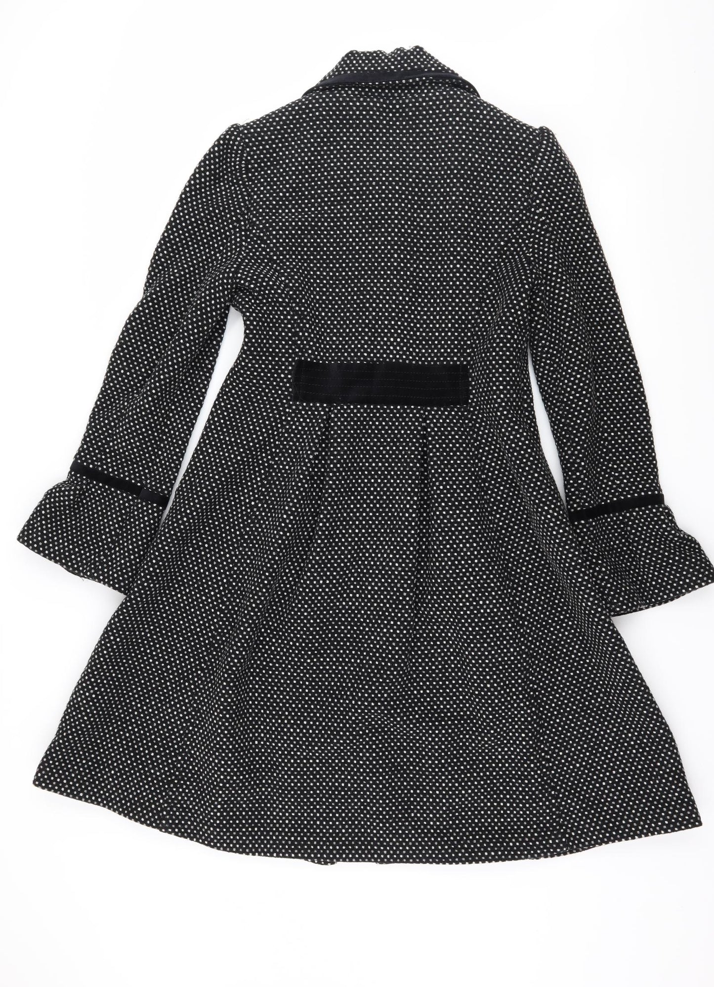 Monsoon Womens Black Polka Dot  Overcoat Coat Size 12