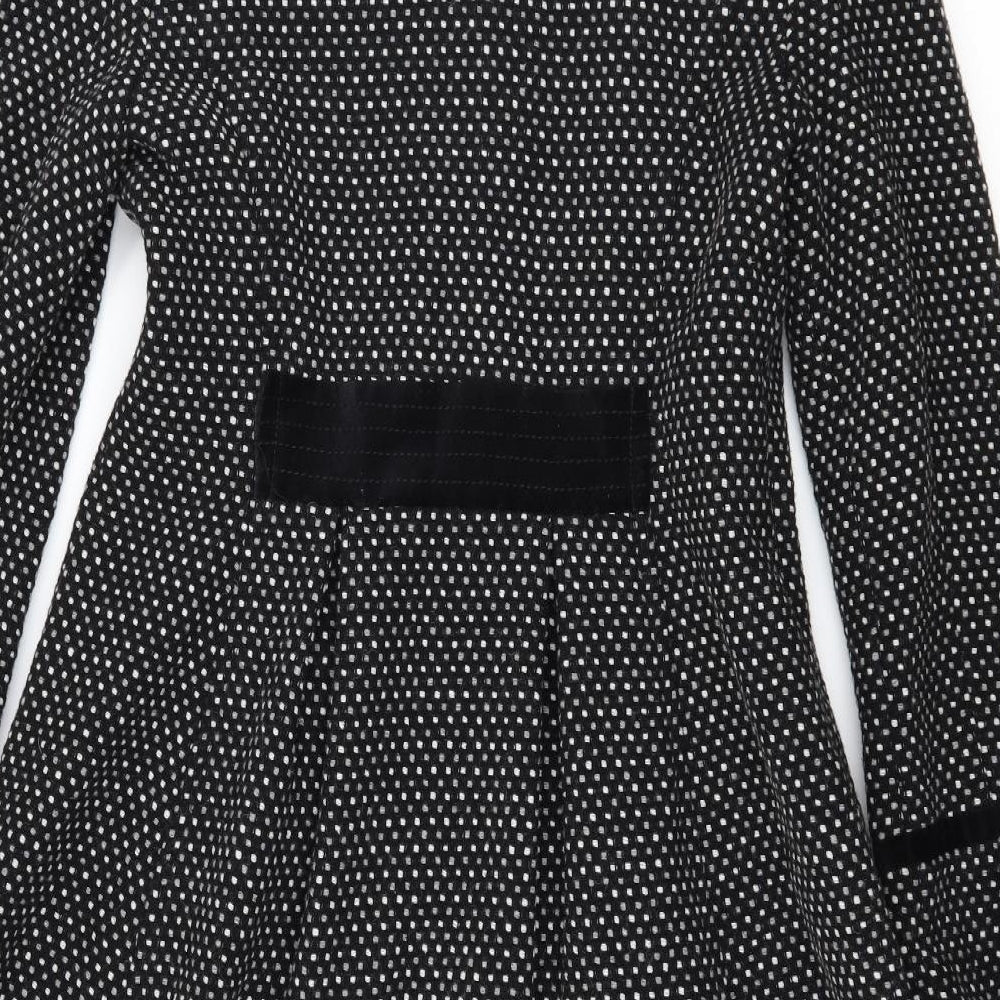 Monsoon Womens Black Polka Dot  Overcoat Coat Size 12