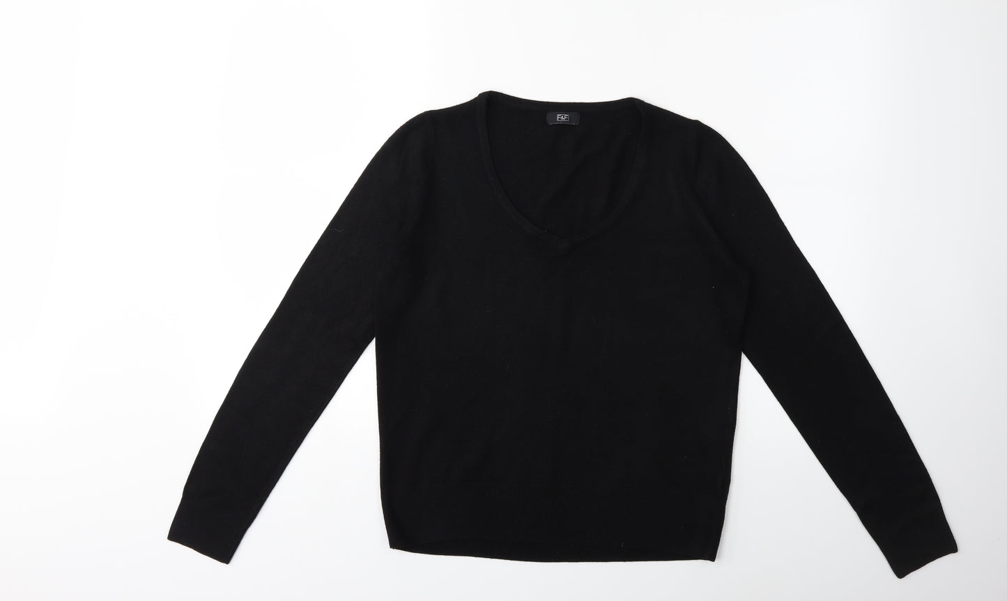 F&F Womens Black  Knit Pullover Jumper Size 8