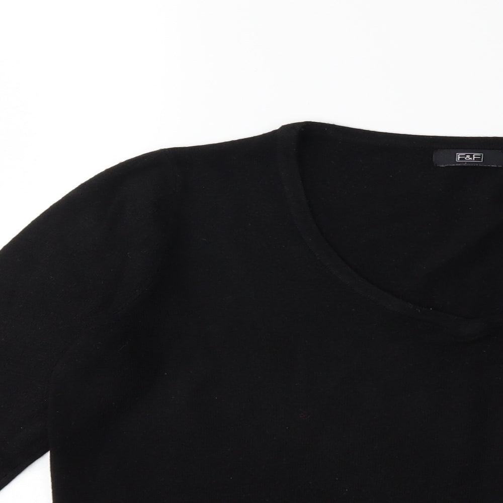 F&F Womens Black  Knit Pullover Jumper Size 8