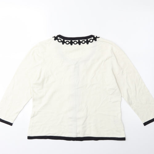CC Petite Womens White  Knit Cardigan Jumper Size M