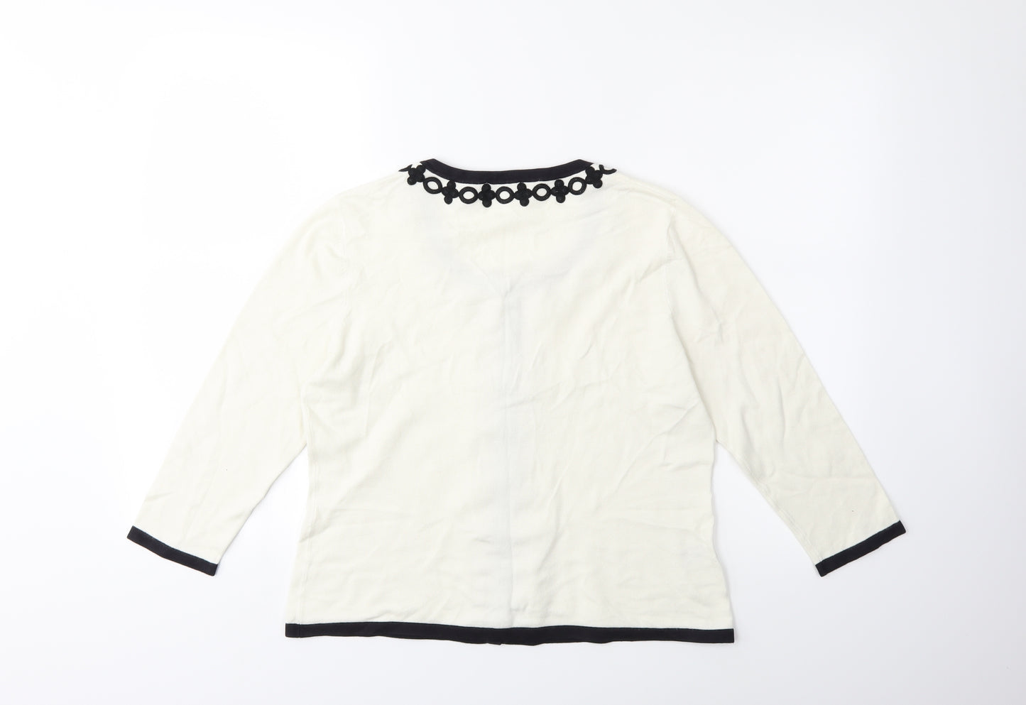 CC Petite Womens White  Knit Cardigan Jumper Size M