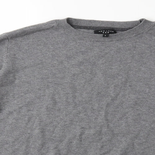 New Look Mens Grey  Knit Pullover Jumper Size L