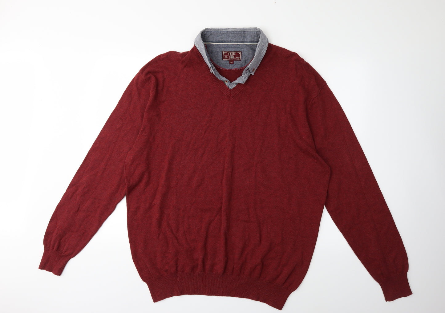 NEXT Mens Red  Knit Pullover Jumper Size 2XL