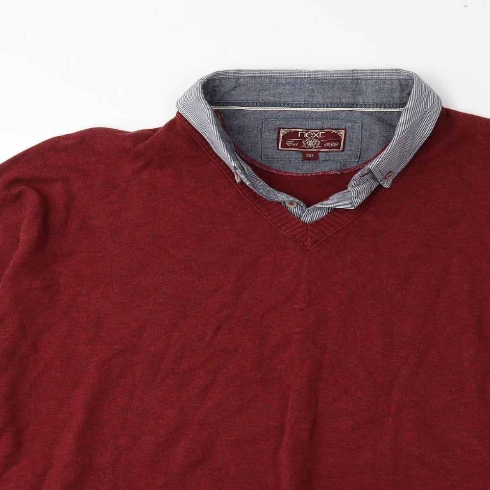 NEXT Mens Red  Knit Pullover Jumper Size 2XL