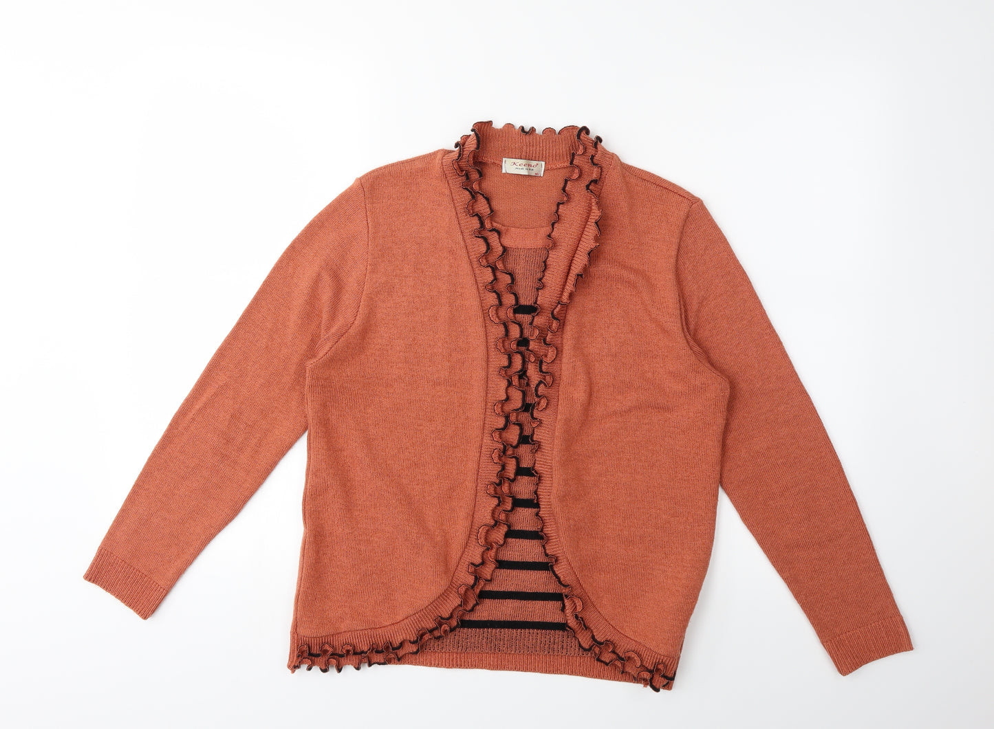 Keeno Womens Pink Striped Knit Cardigan Jumper Size M