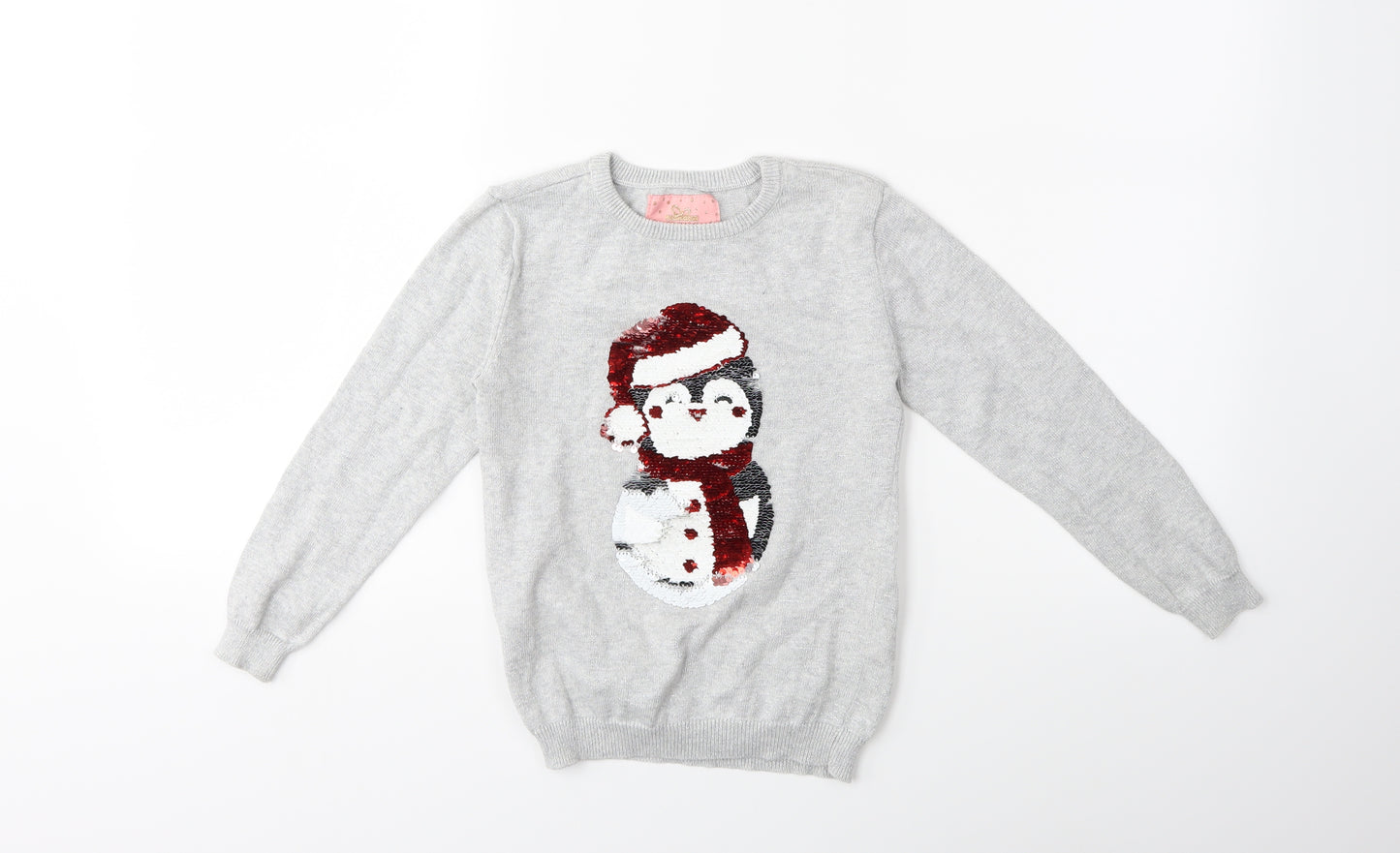 Primark Girls Grey  Knit Pullover Jumper Size 6 Years  - CHRISTMAS