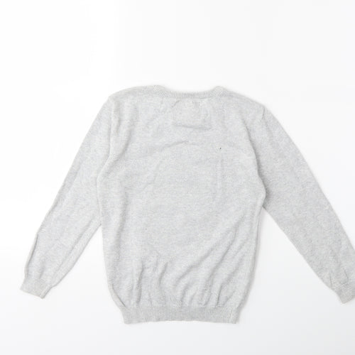Primark Girls Grey  Knit Pullover Jumper Size 6 Years  - CHRISTMAS