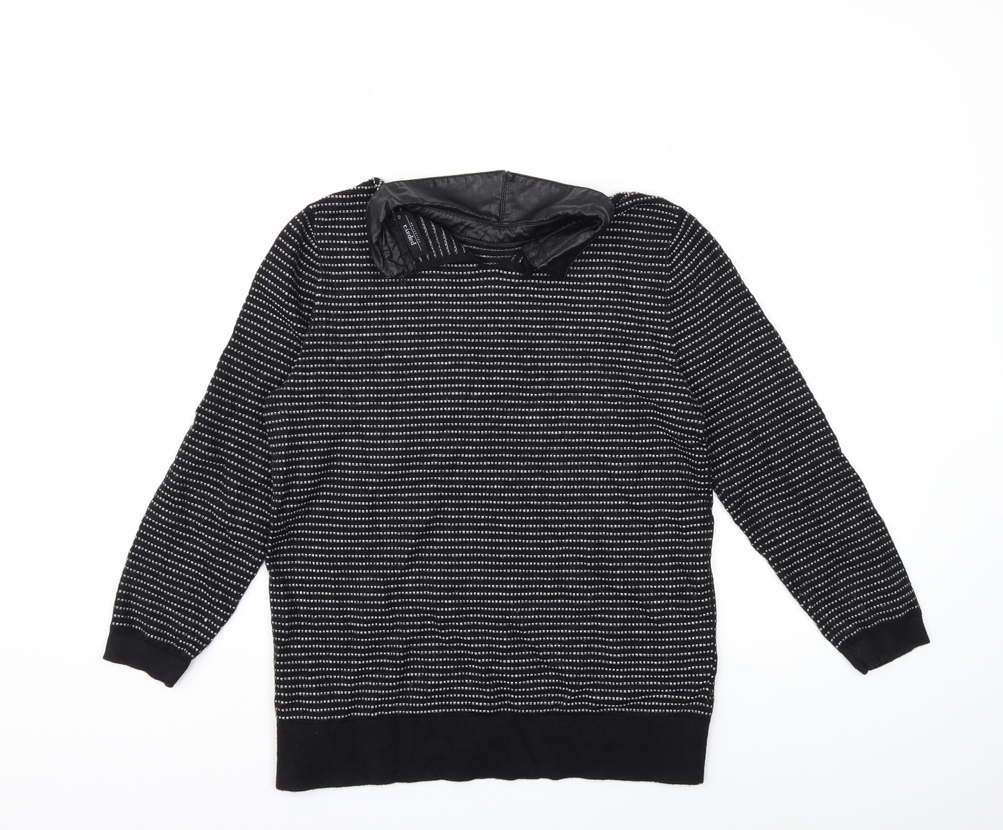 Papaya Womens Black Striped Knit Pullover Jumper Size 12