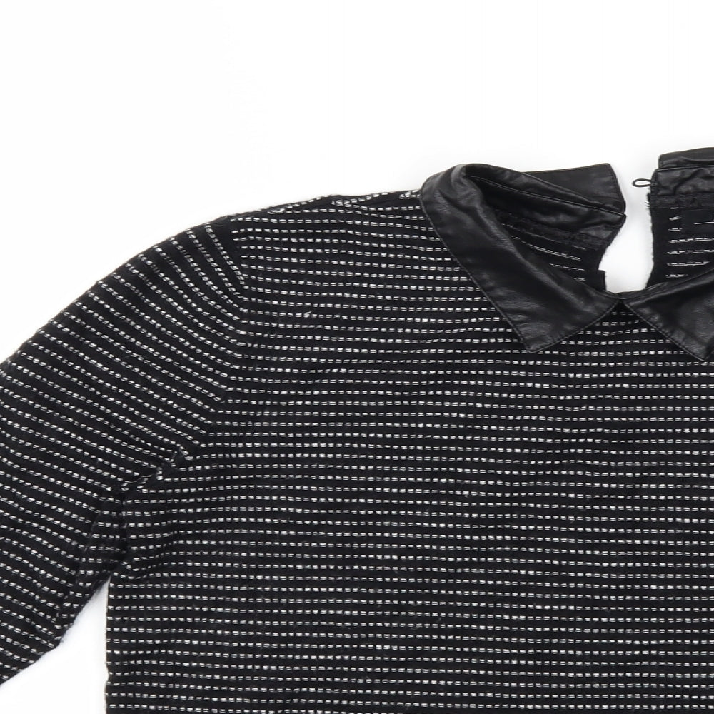 Papaya Womens Black Striped Knit Pullover Jumper Size 12